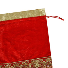 Heart Home Potli|Velvet Wedding Potli|Drawstring Closure Potli|Wallet Potli|Christmas Gift Potli|Baby Shower Potli|Traditional Shagun Potli|Gota Potli|9x12 Inch|Pack of 2|Red