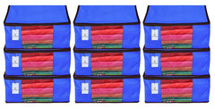 Kuber Industries 9 Piece Non Woven Fabric Saree Cover Set with Transparent Window, Extra Large, Royal Blue-CTKTC23786