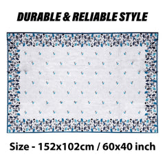 Heart Home Sofa Cover | Sofa & Center Table Cover Set | Blue Digital Leaf Sofa Cover with Table Cover | Velvet 5 Seater Sofa & Table Cover Set For Living Room | Gray