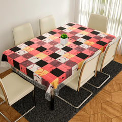 Heart Home Dining Table Cover | PVC Table Cloth Cover | 6-Seater Table Cloth | Table Protector Cover | Table Cover for Dining Table | Check Print Table Cover | 60x90 Inch | DTC | Multi