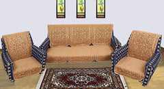 Kuber Industries Leaf Design 6 Piece Velvet 5 Seater Sofa Cover Set - Gold