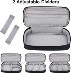 Heart Home Travel Organizer For Electronic Accessories|Multipurpose Pouch|Adapter, Cable, Gadget Organizer|Two Comparment With Zipper (Black)