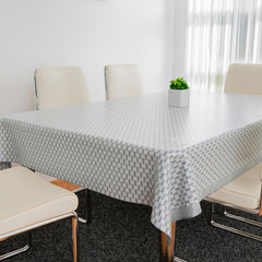 Heart Home Table Cover | Polyvinyl Dining Table Cloth Cover | Center Table Cover | Table Cover for Kitchen Table | Lining Table Cover for Hall Décor | 54x84 Inch | Silver