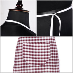 Kuber Industries Apron | Cotton Front Pocket Kitchen Apron | Check New Apron for Restaurent | Apron for Housewife | Chef Apron for Kitchen | Chef Bib Apron | Maroon