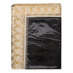 Heart Home Dining Table Cover | PVC Table Cloth Cover | 6-Seater Table Cloth | Table Protector Cover | Table Cover for Dining Table | Golden Lace Table Cover | 60x90 Inch | DTC | Black