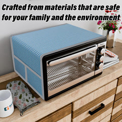 Heart Home Oven Top Cover | Microwave Oven Top Cover | Microwave Cover with 4 Utility Pockets | Oven Cover for Kitchen Décor | Sunflower Oven Top Cover | Blue