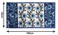 Heart Home Flower Print Polyester Fridge/Refrigerator Top Cover (Blue)-HHEART15475