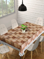Heart Home 60"x90" Checkered Printed PVC Waterproof, Antislip & Wipe Clean Dinning Table Cover for 6 Seater (Brown)-HS43HEARTH25638
