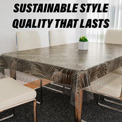 Heart Home Dining Table Cover | PVC Table Cloth Cover | 6 Seater Table Cloth | 3D Leaf Table Cover | Table Protector | Table Cover for Dining Table | 60x90 Inch | DTC | Brown