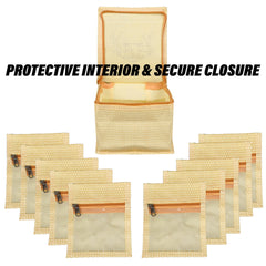 Heart Home Jewellery Kit|Locker Storage Kit|10 Detachable Pouch|Jewellery Storage Bag|Travel Square Jewellery Box|Vanity Box for woman|Palki Locker Kit|Small|Golden