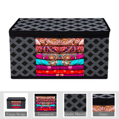 Heart Home Saree Cover & Blouse Cover Set | Saree & Blouse Organizer Combo Set | 2 Pieces Blouse & 2 Pieces Saree Cover Set | Zipper Closure | Leaf-Design | Set of 4 | Cream