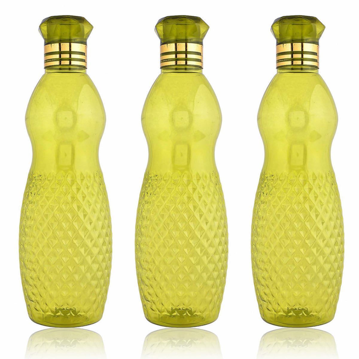 Heart Home Water Bottle | Plastic Water Bottle for Fridge | Water Bottle for Kitchen | Ideal for Restaurant | Water Bottle for Refrigerator | Dolphine Bottle | 1 LTR | Pack of 3 | Green