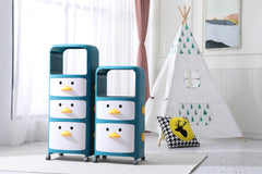Kuber Industries (Pack of 1) Duck Storage Rack | Large Capacity Trolley Rack For Living Room | Storage Rack For Books | Multipurpose Storage Trolley with Drawers & Wheels For Toys | 518 |Blue