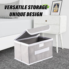 Heart Home Drawer Storage Box | Foldable Dhakkan Storage Box | Non-Woven Clothes Organizer For Toys | Storage Box with Handle | Small | Pack of 3 | Green & Gray