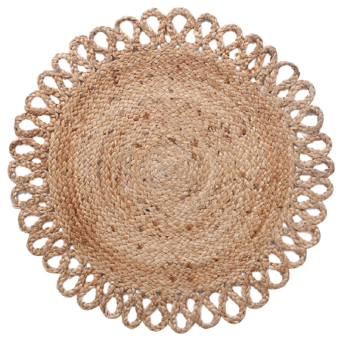 Kuber Industries Hand Woven Carpet Rugs|Natural Stitch Braided Jute Door mat|Round Shape Mat for Bedroom,Living Room,Dining Room,Yoga,72x72 cm,(Brown)