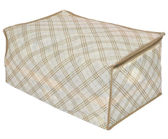 Heart Home Tartan Design Non-woven Sarees, Clothes Cover/Organizer With Transparent Window- Pack of 12 (Beige)-44HH0376