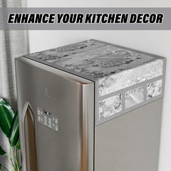 Kuber Industries Fridge Top Cover | PVC Fridge Top Cover | Refrigerator Cover with 6 Side Pockets | Refrigerator Top Protector | Appliance Cover | Fridge Top Cover 101 | Gray