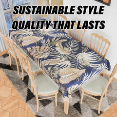 Kuber Industries Dining Table Cover | PVC Table Cloth Cover | 8 Seater Table Cloth | Green Leaf Table Cover | Table Protector | Table Cover for Dining Table | 60x108 Inch | DTC | Blue