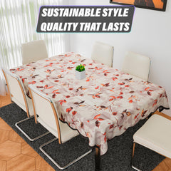 Kuber Industries Dining Table Cover | Tabletop Cover | Table Buffet Cover | Table Linen Cover | 6-Seater Table Cloth | Table Cloth Cover | Fancy Painting | DTC | 60x90 Inch | Cream