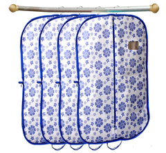 Kuber Industries Flower Printed 4 Pieces Foldable Non Woven Men's Coat Blazer Cover (Blue)-KUBMART869