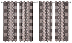 Kuber Industries Zig Zag Design Polyester 6 Pieces Eyelet Door Curtain 7 Feet (Brown)-CTKTC30475