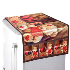 Heart Home Fridge Top Cover | Fridge Top Cover with Pockets | Refrigerator Top Cover for Kitchen | Fridge Top Cover with 6 Utility Pockets | Love-Design Fridge Cover | Brown