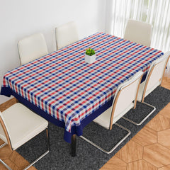 Kuber Industries Dining Table Cover | Cotton Table Cloth Cover | 6-Seater Table Cloth | Table Protector Cover | Table Cover for Dining Table | Blue Check Table Cover | 60x90 Inch | DTC | Red