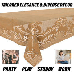 Kuber Industries Center Table Cover | Cotton Table Cloth Cover | 4-Seater Table Cloth | Self Gulmohar Vila Table Cover | Table Protector | Table Cover for Center Table | 40x60 Inch | Brown