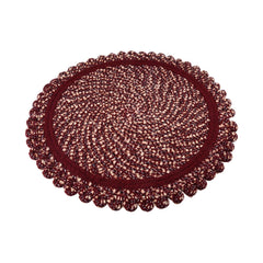 Heart Home Door Mat | Round Shape Feather Door Mat | Cotton Reversible Mat | Door Mat for Kitchen | Door Mat for Home | 20 Inch | Large | Maroon