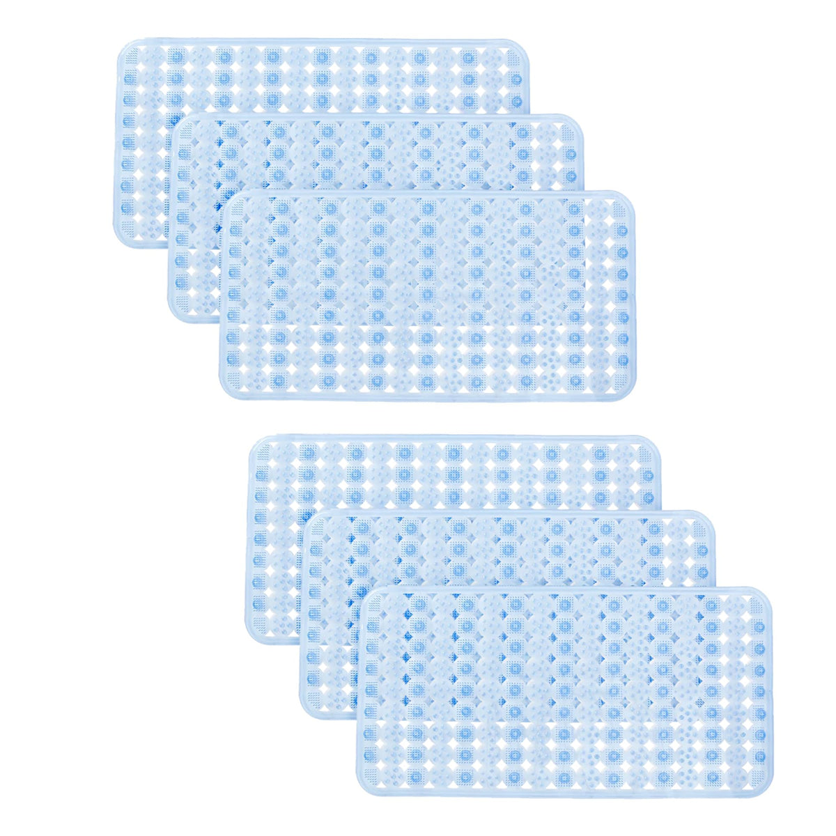 Kuber Industries Bathroom Mat|Anti Slip Mat for Bathroom Floor|Durable,Wear Resistant & Easy to Maintain|Acupressure & Foot Massager Door Mat with Water Drainage Holes|SG-01|69x36 cm,Blue (Pack of 6)