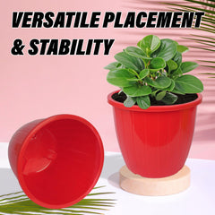 Kuber Industries Flower Pot | Flower Pots for Indoor & Outdoor | Plastic Pot for Gardening | Planter for Flower | Balcony Flower Pot with Drain Holes | Duro Flower Pot | 8 Inch | Pack of 2 | Red