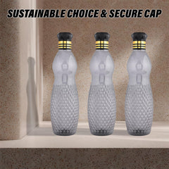 Heart Home Water Bottle | Plastic Water Bottle for Fridge | Water Bottle for Kitchen | Ideal for Restaurant | Water Bottle for Refrigerator | Dolphine Bottle | 1 LTR | Pack of 3 | Black