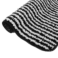 Kuber Industries Super Soft Door mat|Microfiber Anti-Slip Water Absorbant Fluffy Floor Mat|Entrance Mat for Kitchen,Bedside,Door,Living Room,60x40 cm,Set of 2|Bold and Thin Stripes (Pack of 1)