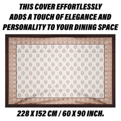 Kuber Industries Dining Table Cover | Polyester Table Cloth Cover | 6-Seater Table Cloth | Harmony Table Cover | Table Protector | Table Cover for Dining Table | 60x90 Inch | DTC | Cream & Brown