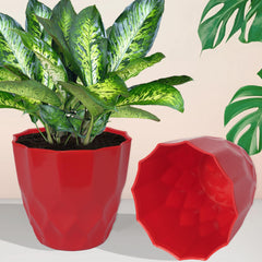 Heart Home Flower Pot | Flower Planter Pots for Indoor | Flower Pots for Outdoor | Pot for Garden & Balcony Flowering | Flower Plants Pot | Barfi Flower Pot | 6 Inch | Pack of 5 | Red