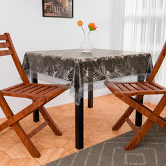 Heart Home Table Cover | PVC Dining Table Cover | Table Cloth | Center Table Cover | Table Cover for Kitchen Table | 3D Leaf Table Cover for Hall Décor | 54 Inch | Brown