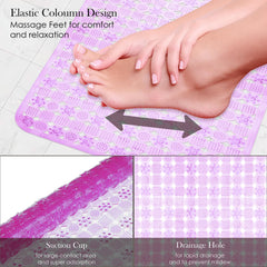 Heart Home Bath Mat | PVC Bathroom Mat | Shower Bath Mat | Transparent Round Check Floor Tub Mat | Foot Massager Mat | Anti-Skid Floor Shower Mat | Pack of 2 | Multi