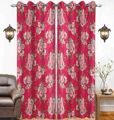 Kuber Industries Polyester 4 Pieces 7 Feet Eyelet Door Curtain (Pink) -Ctktc12963