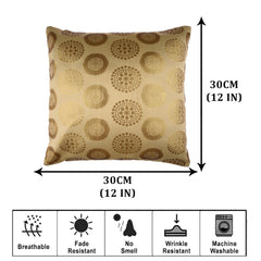 Kuber Industries Cushion Cover | Pillow Covers for Sofa | Throw Cushion Cover | Polyester Cushion Covers | Banarasi Gola Cushion Covers | Set of 5 | 12 Inch | Golden