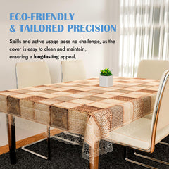 Kuber Industries Dining Table Cover 6 Seater|Water Proof Plastic Table Cover|Heat Resistant (Light Brown)