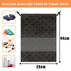 Heart Home Shoe Bags | Shoe Bags for Travel | Drawstring Shoe Storage Bags | Storage Organizers Set | Shoe Cover with Transparent Window | Shoe Pouches | Golden Dot-Print | Pack of 6 | Black