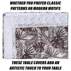 Heart Home Table Cover | PVC Dining Table Cover | Table Cloth | Center Table Cover | Table Cover for Kitchen Table | 3D Leaf Table Cover for Hall Décor | 54 Inch | Brown