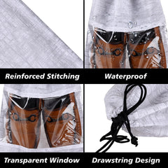 Heart Home Shoe Bags | Shoe Bags for Travel | Drawstring Shoe Storage Bags | Storage Organizers Set | Shoe Cover with Transparent Window | Shoe Pouches | Jute-Print | Pack of 6 | Gray