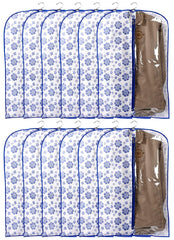 Kuber Industries Flower Printed Half Transparent Non Woven Men's Coat Blazer Cover (Blue) -CTMTC039458