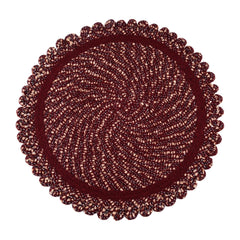 Heart Home Door Mat | Round Shape Feather Door Mat | Cotton Reversible Mat | Door Mat for Kitchen | Door Mat for Home | 20 Inch | Large | Maroon