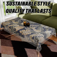 Heart Home Center Table Cover | PVC Table Cloth Cover | 4 Seater Table Cloth | Green Leaf Table Cover | Table Protector | Table Cover for Center Table | 40x60 Inch | CTC | Black