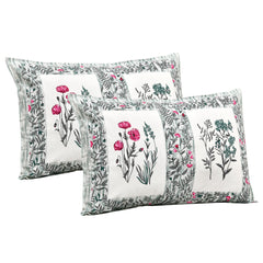 Kuber Industries Double Bedsheet with 2 Pillow Covers | 160 TC Premium Cotton Bedsheet for Double Bed | Bedsheet for Living Room-Home & Hotels | Dezier Check Flower | 90x108 Inch | Mint Green