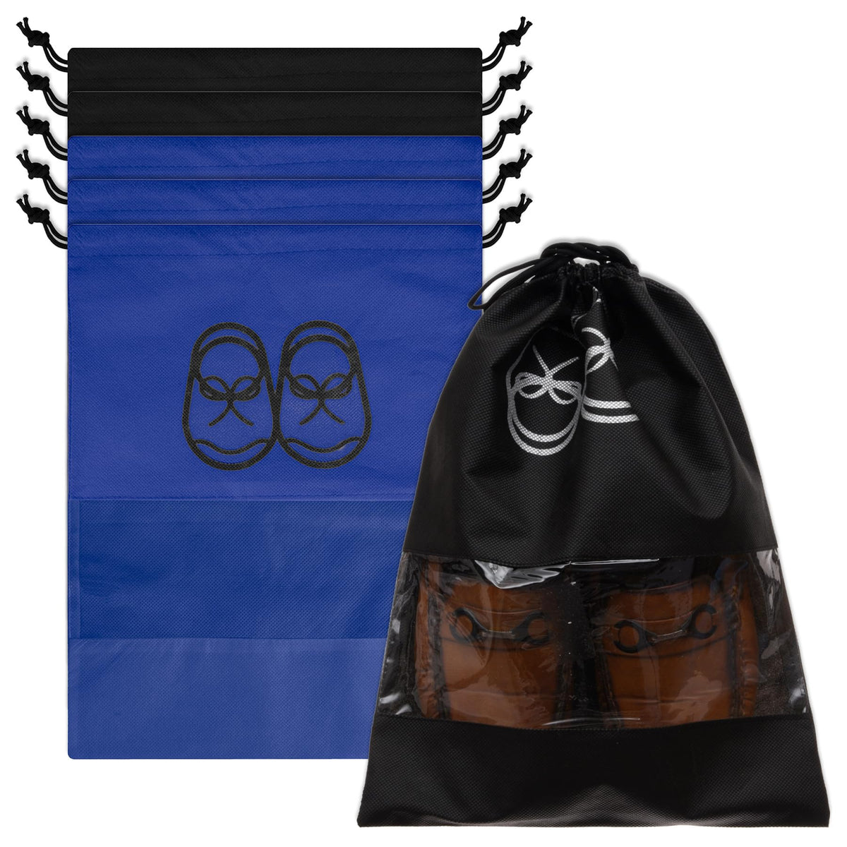 Heart Home Shoe Cover | Travel Shoe Storage Bags | Non-Woven Storage Bag | Shoe Cover with Drawstring | Shoe Organizer with Clear window | Pack of 6 | Multi