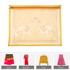 Heart Home Saree Cover | Clothes Storage Bag | Single Packing Saree with Zip Closure | Wardrobe Organizer | Cloth Stoarge Organizer | Elephant Design | Pack of 12 | Cream