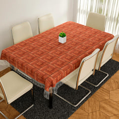 Heart Home Dining Table Cover | PVC Table Cloth Cover | 6-Seater Table Cloth | Table Protector Cover | Table Cover for Dining Table | Wooden Check Table Cover | 60x90 Inch | DTC | Brown